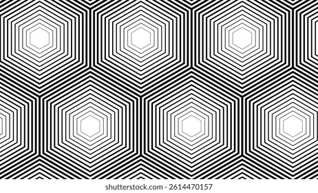 Abstract black white stripe line. geometric triangle texture background. hexagon pattern. retro styled concept. Hexagon mesh design. Modern background with triangle and hexagon shapes pattern.