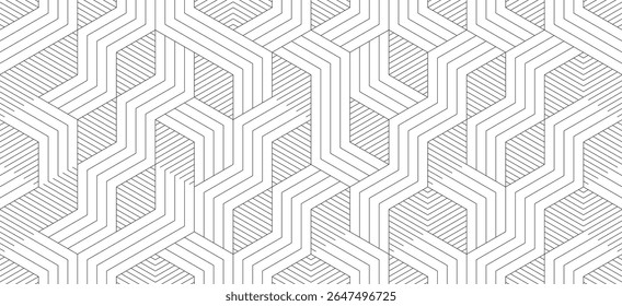 abstract black white stripe line. geometric hexagon texture background. polygon pattern. retro styled concept.