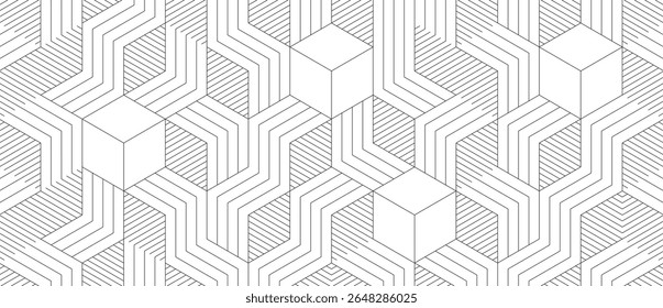 abstract black white stripe line. geometric hexagon texture background. polygon pattern. architectural concept.