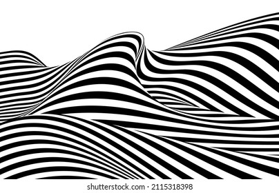 Abstract black and white stripe lines wavy design artwork decorative. Overlapping for minimal style background. Illustration vector