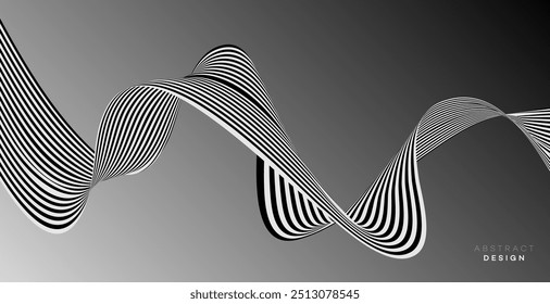 Abstract Black and White stripe Pattern. Art abstract background wave design black and white. Template for design. Vector Illustration.