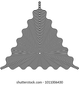 Abstract black and white striped background. Geometric pattern with visual distortion effect. Illusion of rotation. Op art.