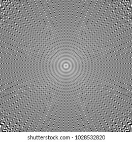 Abstract black and white striped background. Geometric pattern with visual distortion effect. Optical illusion. Op art.