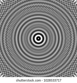 Abstract black and white striped background. Geometric pattern with visual distortion effect. Optical illusion. Op art.