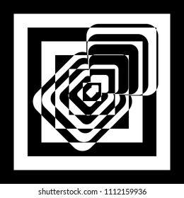 Abstract black and white striped background. Geometric pattern with visual distortion effect. Optical illusion. Op art.