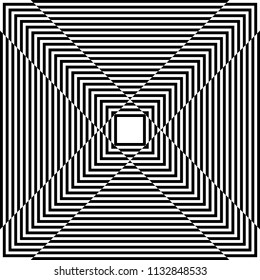 Abstract black and white striped background. Geometric pattern with visual distortion effect. Optical illusion. Op art.