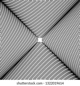 Abstract black and white striped background. Geometric pattern with visual distortion effect. Optical illusion. Op art.