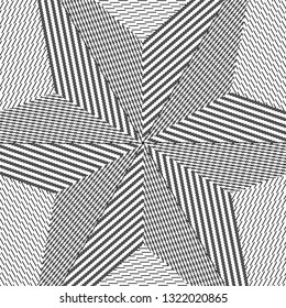 Abstract black and white striped background. Geometric pattern with visual distortion effect. Optical illusion. Op art.