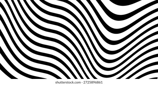 Abstrakter schwarz-weißer, gestreifter Hintergrund. Geometrisches Muster mit visueller Verzerrung. Täuschung der Rotation. Op Art.