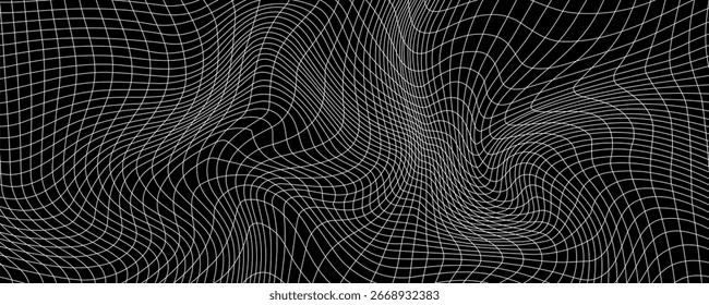 Abstractas fondo de rejilla rayada en blanco y negro. Patrón geométrico con el efecto de distorsión visual. Ilusión óptica. Op art