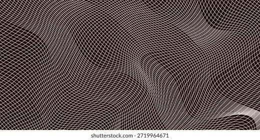 Abstract black and white striped grid background. Geometric pattern with the effect of visual distortion. Optical illusion. Op art