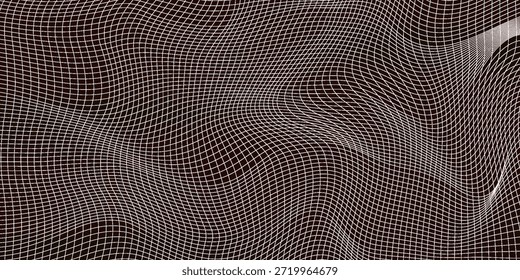 Abstract black and white striped grid background. Geometric pattern with the effect of visual distortion. Optical illusion. Op art
