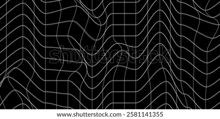 Abstract black and white striped grid background. Geometric pattern with the effect of visual distortion. Optical illusion. Op art