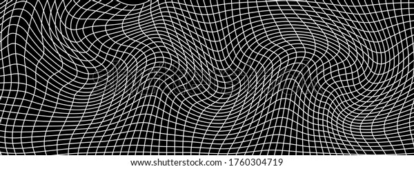 Abstract black and white striped grid background.\
Geometric pattern with the effect of visual distortion. Optical\
illusion. Op art