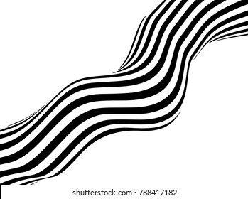 Ilusión óptica con rayas blancas y negras abstractas ilustración de forma geométrica tridimensional