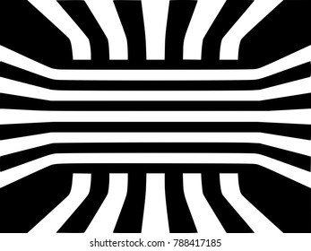 Abstract black and white striped optical illusion three dimensional geometrical cube room pattern illustration