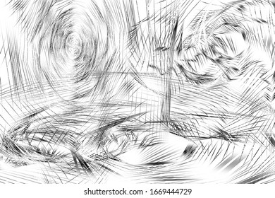 Abstract Black and White Striped Pattern. Discontinuous Lines Isolated on White Background. Vector. 3D Illustration