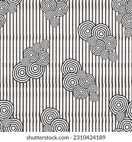 an abstract black and white striped pattern with swirls and circles, in the style of japanese woodblock prints, atmospheric clouds