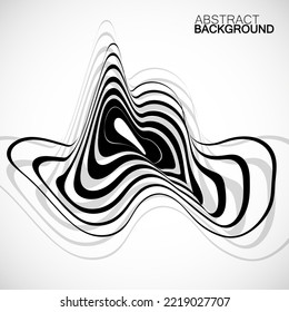 Abstract black and white striped shape. Futuristic geometric style. Vector illustration