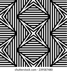 Abstract Black and White Striped Vector Seamless Pattern
