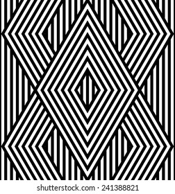Abstract Black and White Striped Vector Seamless Pattern