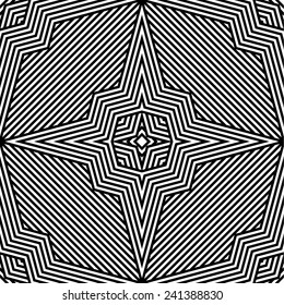 Abstract Black and White Striped Vector Seamless Pattern