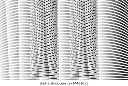 Abstrakte schwarz-weiß gestreifte Fensterjalousien Muster für modernes Design und visuelles Interesse