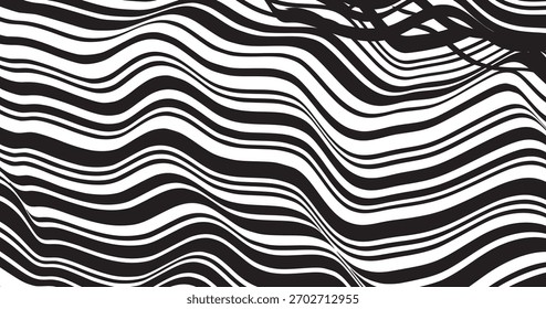 Abstrakte schwarz-weiße Streifen gebogen Band geometrische Form Welle Hintergrund Textur