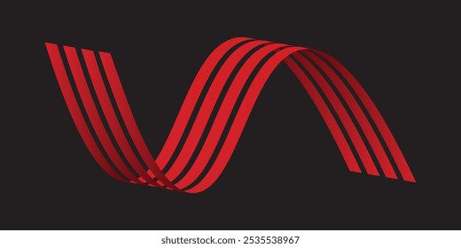 Abstractas rayas blancas y negras de forma geométrica de cinta curvada suavemente aisladas sobre fondo blanco. Ilustración vectorial