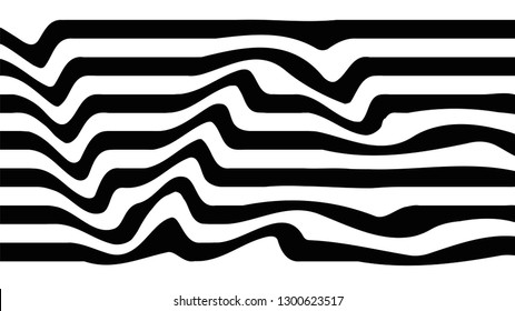 Abstract black and white stripped background. Glitch print. Vector illustration.