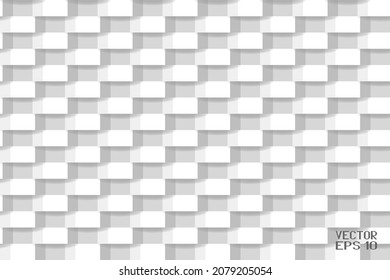 Abstract Black and White Structural Brick Wall. Geometric Seamless Pattern. Solid Stone Surface. Vector. 3D Illustration