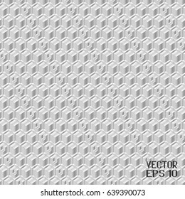 Abstract Black and White Structural Isometric Construction. Volumetric Wall of Cubes. Ribbed Striped Solid Surface. Seamless Polygonal Pattern. Vector. 3D Illustration
