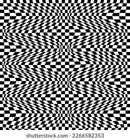 Abstract black and white style texture or chess concept 3d background. Damage wavy reality pattern with the effect of illusion. Racial flag for racing. Vector illustration.