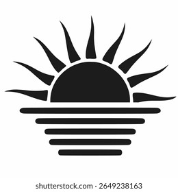 Abstract black and white sunburst design with wavy lines