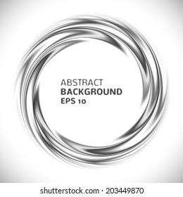 Abstract black and white swirl circle background. Vector illustration for you modern design. Round frame or banner with place for text.