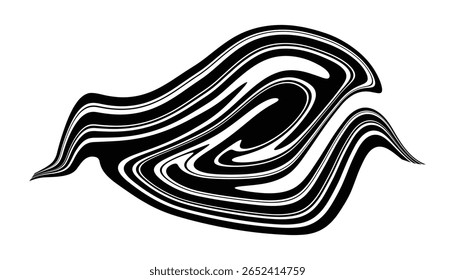 Abstract Black and White Swirl Design with Dynamic Lines and Fluid Movement Vector Art