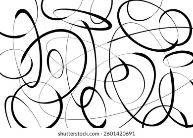 Abstract black and white swirl and line pattern illustration