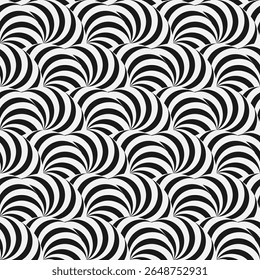 Abstract Black and White Swirl Pattern Design with various artistic elements and styles. Vector Illustration