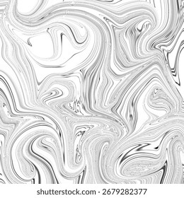 Abstract black and white swirl pattern, flowing lines creating a marble effect with modern minimalist style. Perfect for backgrounds and design projects.