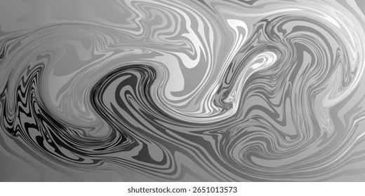 Abstract black and white swirl vector background with marble liquid texture. Ideal for modern design, posters, grunge layouts, and artistic creative use