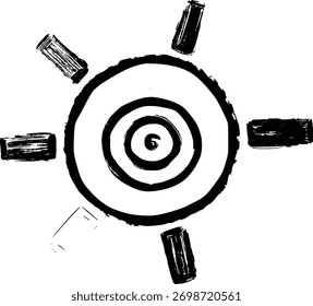 Blanco y negro Abstractas blanco blanco con espirales y cilindros - diseño minimalista