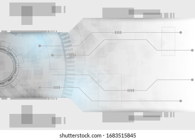 Abstract black and white technology background with circuit pattern and hi-tech style circle.