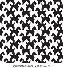 Abstract black and white terrier dog design pattern on repeat pattern