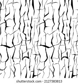 Resumen de la textura en blanco y negro de la corteza de los árboles, patrón vectorial sin fisuras. Líneas duras en una superficie de tronco de árbol. Fondo con tallo texturado de árbol viejo.