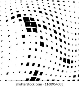 Abstract black and white texture of distorted square curves. A pattern of chaotic elements. Modern grunge background