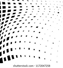 Abstract black and white texture of distorted square curves. A pattern of chaotic elements. Modern grunge background