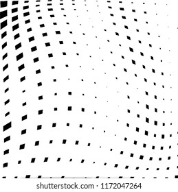 Abstract black and white texture of distorted square curves. A pattern of chaotic elements. Modern grunge background