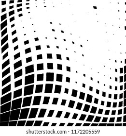 Abstract black and white texture of distorted square curves. A pattern of chaotic elements. Modern grunge background