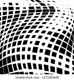 Abstract black and white texture of distorted square curves. A pattern of chaotic elements. Modern grunge background