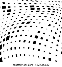 Abstract black and white texture of distorted square curves. A pattern of chaotic elements. Modern grunge background